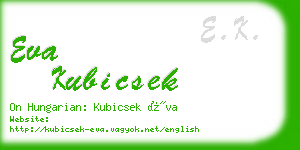eva kubicsek business card